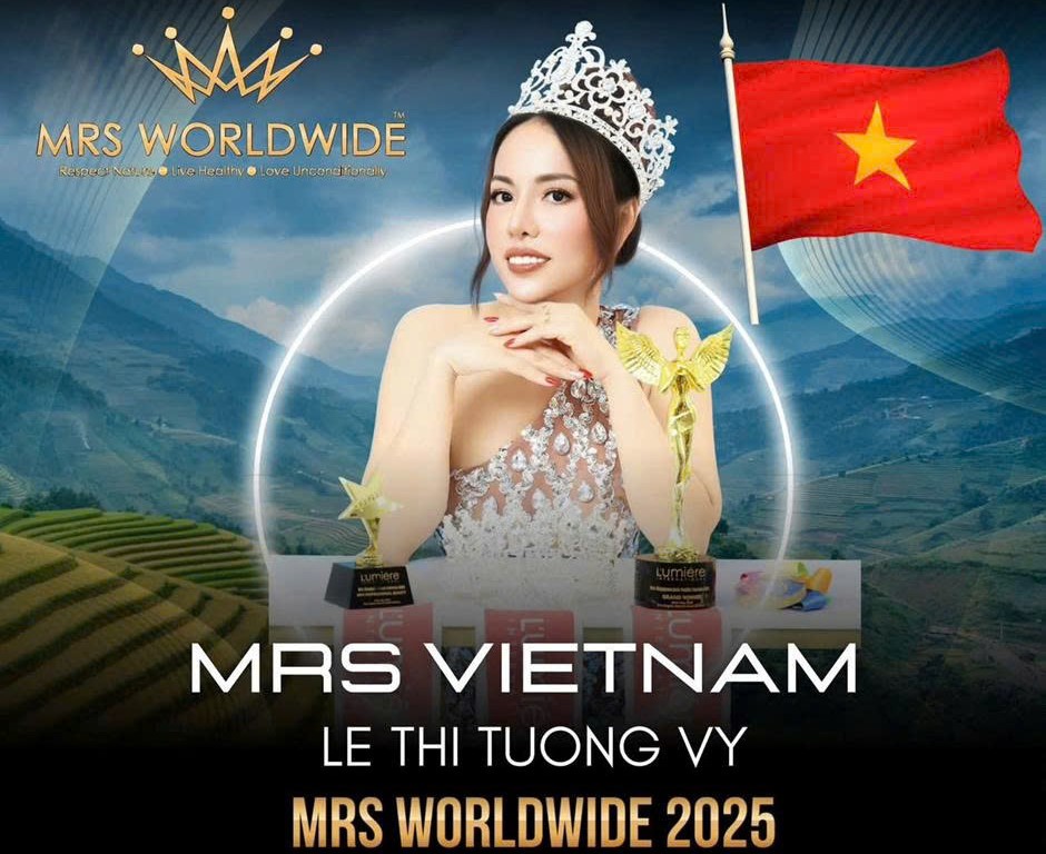 Lê Thị Tường Vy đại diện Việt Nam tham dự Mrs Worldwide 2025 tại Singapore