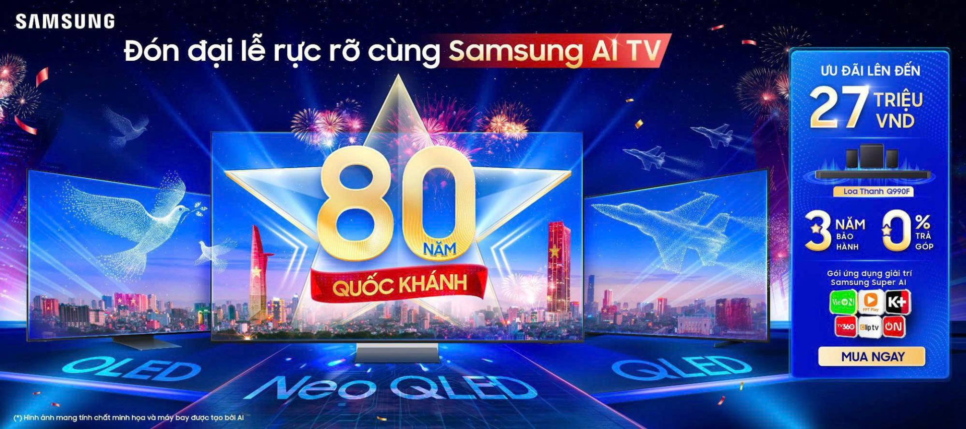 Trọn view xem diễu binh, tự hào đón Quốc khánh trên Samsung AI TV